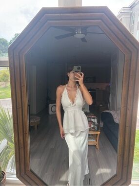 White Halter Linen Top